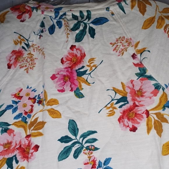 LOFT 100% Cotton Women's Floral Print Top - Cream and Pink Size S - Picture 11 of 16